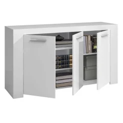 Garnero Arredamenti Credenze Moderne|Madie Moderne-Credenza 144x80h cm 3 ante moderna soggiorno bianco opaco Creta