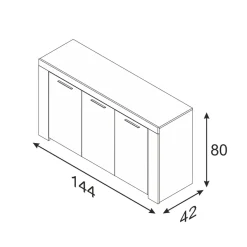 Garnero Arredamenti Credenze Moderne|Madie Moderne-Credenza 144x80h cm 3 ante moderna soggiorno bianco opaco Creta