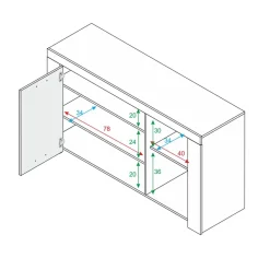 Garnero Arredamenti Credenze Moderne|Madie Moderne-Credenza 144x80h cm 3 ante moderna soggiorno bianco opaco Creta
