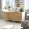 Garnero Arredamenti Credenze Moderne|Madie Moderne-Credenza 154x75h cm 3 ante moderna bianco lucido rovere Erica Gihome®