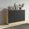 Garnero Arredamenti Credenze Moderne|Madie Moderne-Credenza 160x75h cm 3 ante moderna nero opaco rovere Esmond