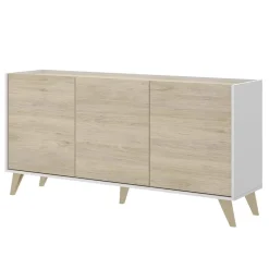 Garnero Arredamenti Credenze Moderne|Madie Moderne-Credenza 155x75h cm 3 ante moderna rovere bianco opaco Elmer Rovere - Bianco opaco