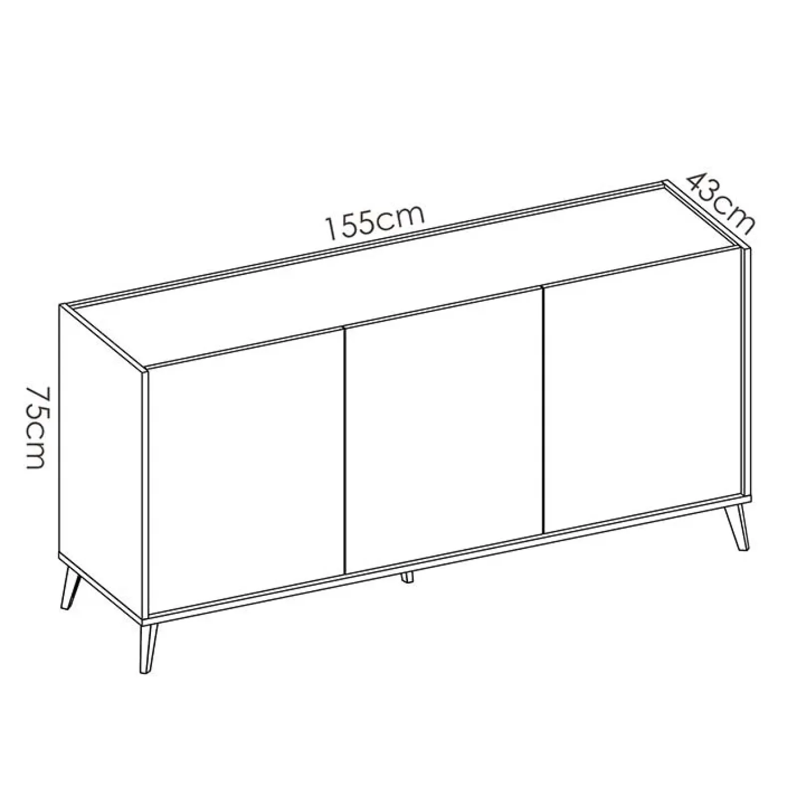 Garnero Arredamenti Credenze Moderne|Madie Moderne-Credenza 155x75h cm 3 ante moderna ante rovere grafite Elmer Rovere - Grafite