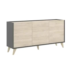 Garnero Arredamenti Credenze Moderne|Madie Moderne-Credenza 155x75h cm 3 ante moderna ante rovere grafite Elmer Rovere - Grafite