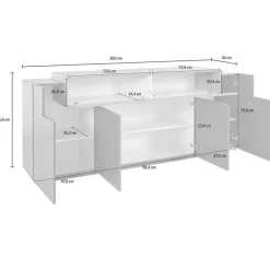 Garnero Arredamenti Credenze Moderne|Madie Moderne-Credenza 200x86h cm 4 ante moderna antracite rovere Milos Gihome® Rovere Rustico - Antracite