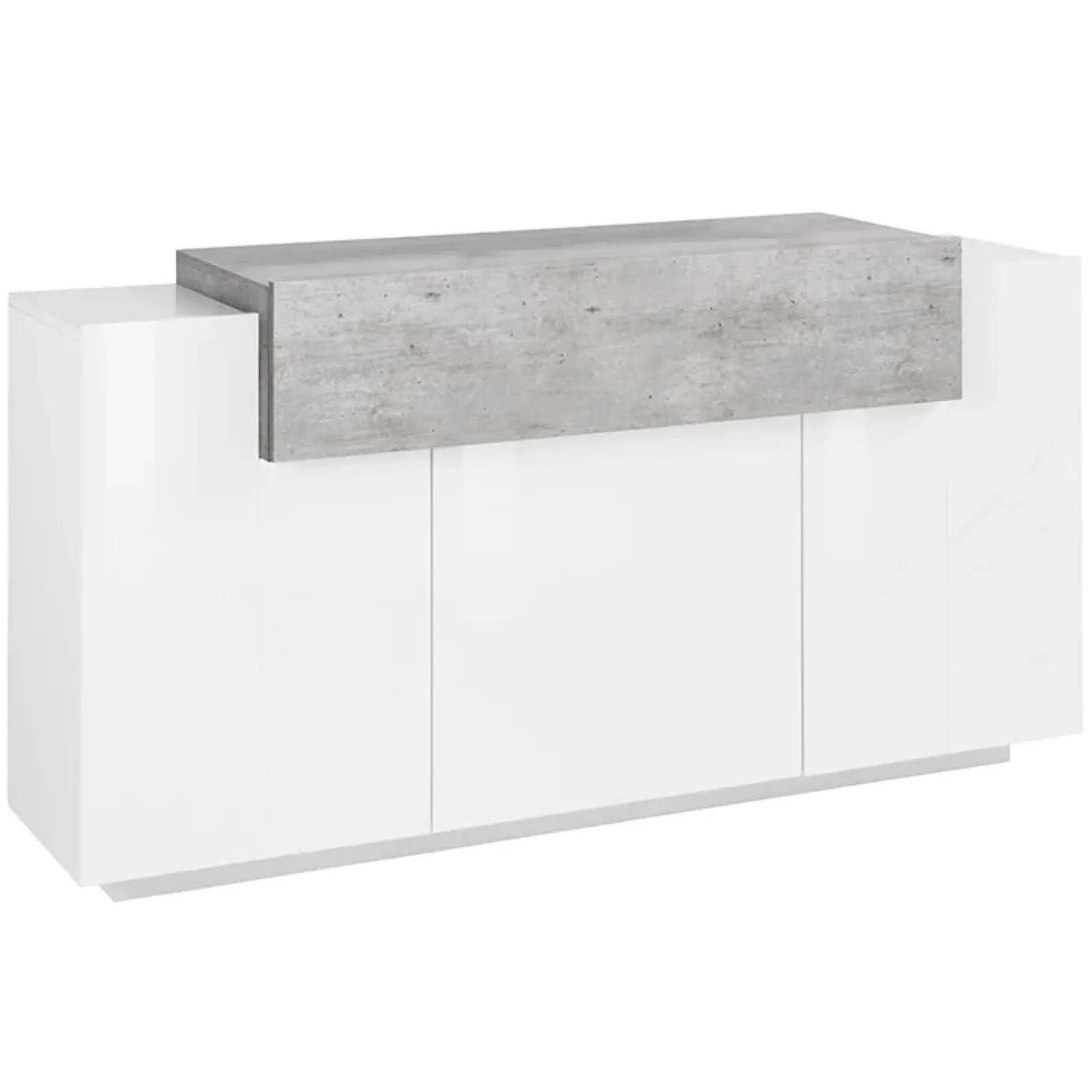 Garnero Arredamenti Credenze Moderne|Madie Moderne-Credenza 160x86h cm 3 ante moderna bianco lucido cemento Milos Gihome® Cemento - Bianco Lucido