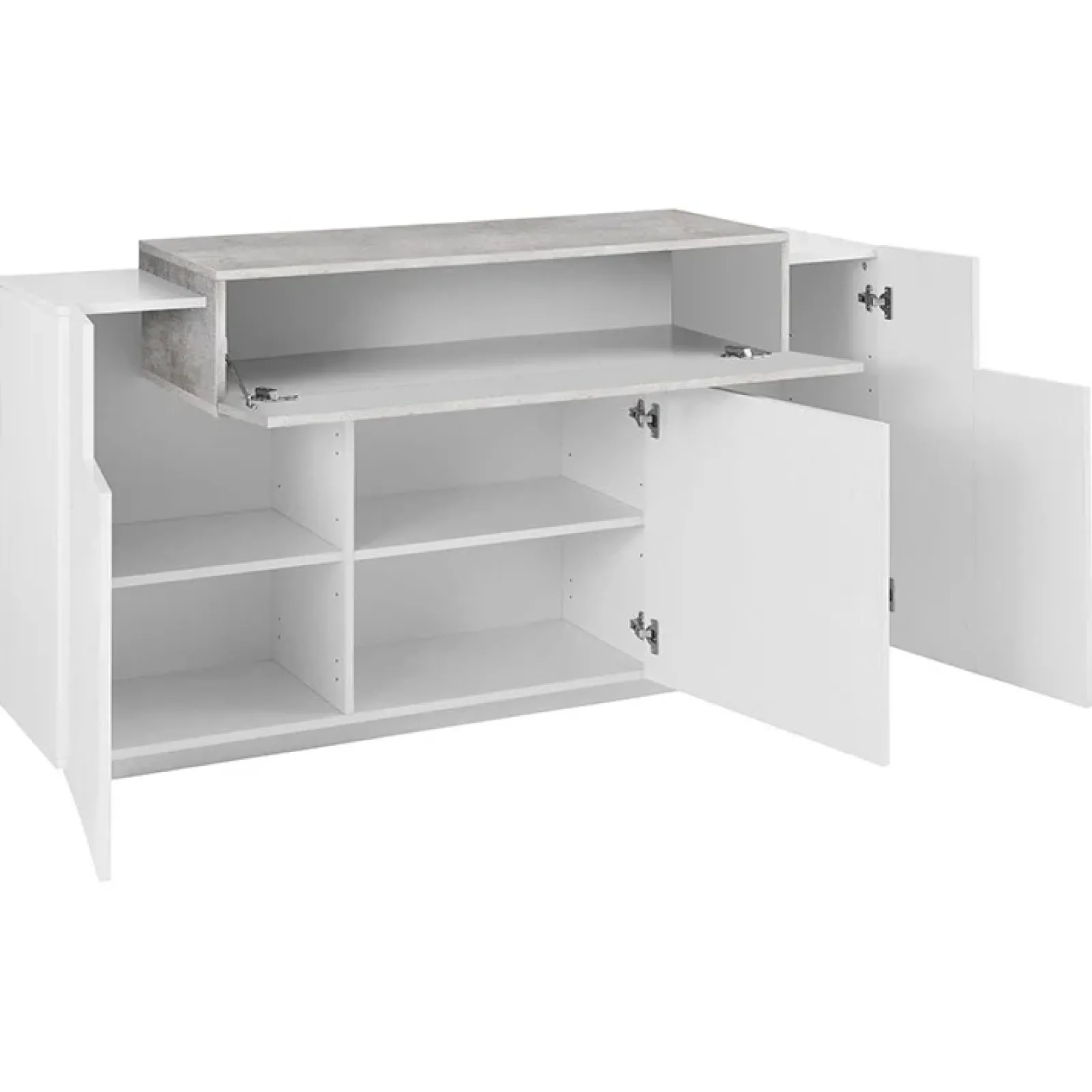 Garnero Arredamenti Credenze Moderne|Madie Moderne-Credenza 160x86h cm 3 ante moderna bianco lucido cemento Milos Gihome® Cemento - Bianco Lucido