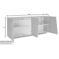 Garnero Arredamenti Credenze Moderne|Madie Moderne-Credenza 200x86h cm 4 ante moderna Candia Gihome® Bianco Lucido