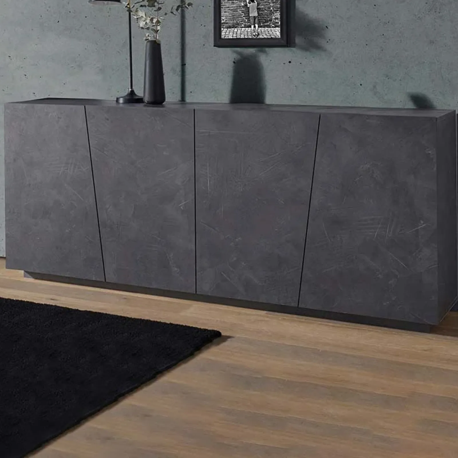 Garnero Arredamenti Credenze Moderne|Madie Moderne-Credenza 200x86h cm 4 ante moderna Candia Gihome® Ossido