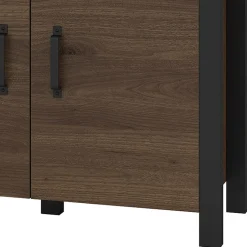 Garnero Arredamenti Credenze Moderne|Madie Moderne-Credenza 220x79h cm 4 ante moderna rovere scuro nero Nebraska Noce - Nero opaco