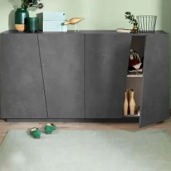 Garnero Arredamenti Credenze Moderne|Madie Moderne-Credenza 159x86h cm 4 ante moderna Candia Gihome® Ossido