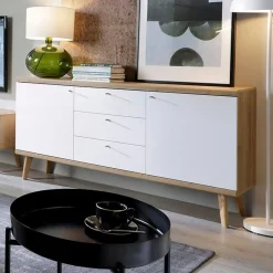 Garnero Arredamenti Credenze Moderne|Madie Moderne-Credenza 160x83h cm 2 ante moderna rovere bianco Menfi Gihome®