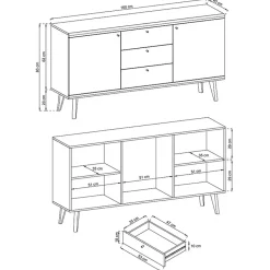 Garnero Arredamenti Credenze Moderne|Madie Moderne-Credenza 160x83h cm 2 ante moderna rovere bianco Menfi Gihome®