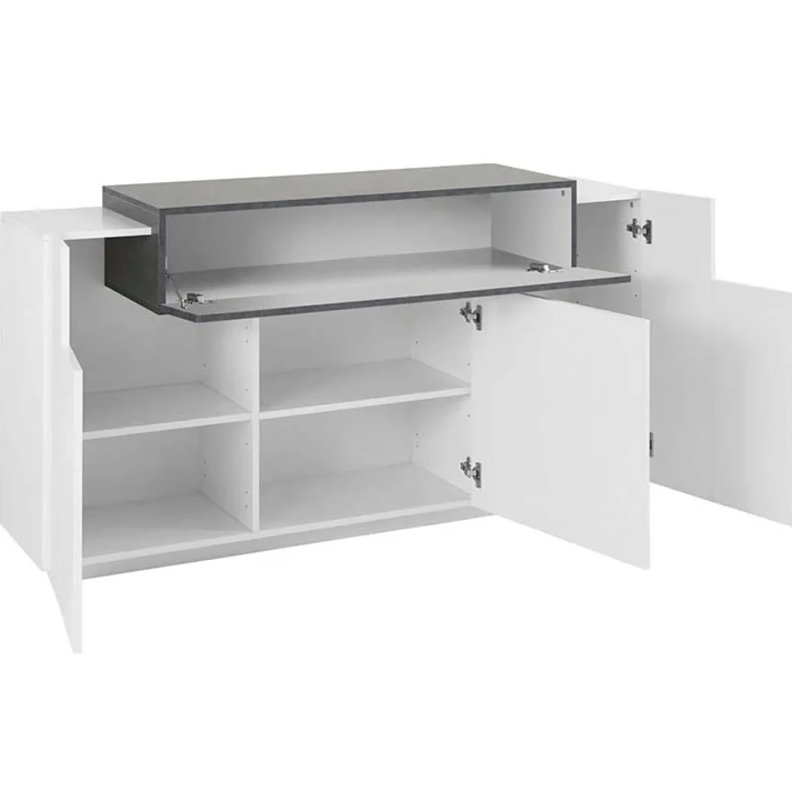 Garnero Arredamenti Credenze Moderne|Madie Moderne-Credenza 160x86h cm 3 ante moderna bianco ossido Milos Gihome® Ossido - Bianco Lucido