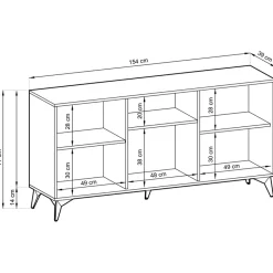 Garnero Arredamenti Credenze Moderne-Credenza 154x77h cm 3 ante moderna soggiorno quercia nero Becca