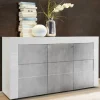Garnero Arredamenti Credenze Moderne|Madie Moderne-Credenza 138x84h cm 3 ante moderna bianco lucido cemento Easy