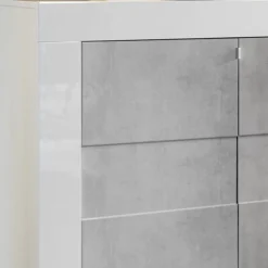 Garnero Arredamenti Credenze Moderne|Madie Moderne-Credenza 138x84h cm 3 ante moderna bianco lucido cemento Easy