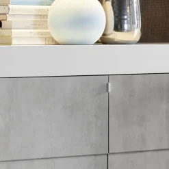 Garnero Arredamenti Credenze Moderne|Madie Moderne-Credenza 138x84h cm 3 ante moderna bianco lucido cemento Easy