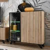 Garnero Arredamenti Credenze Moderne|Madie Moderne-Credenza 90x102h cm 2 ante moderna noce con stampa nera Mendes