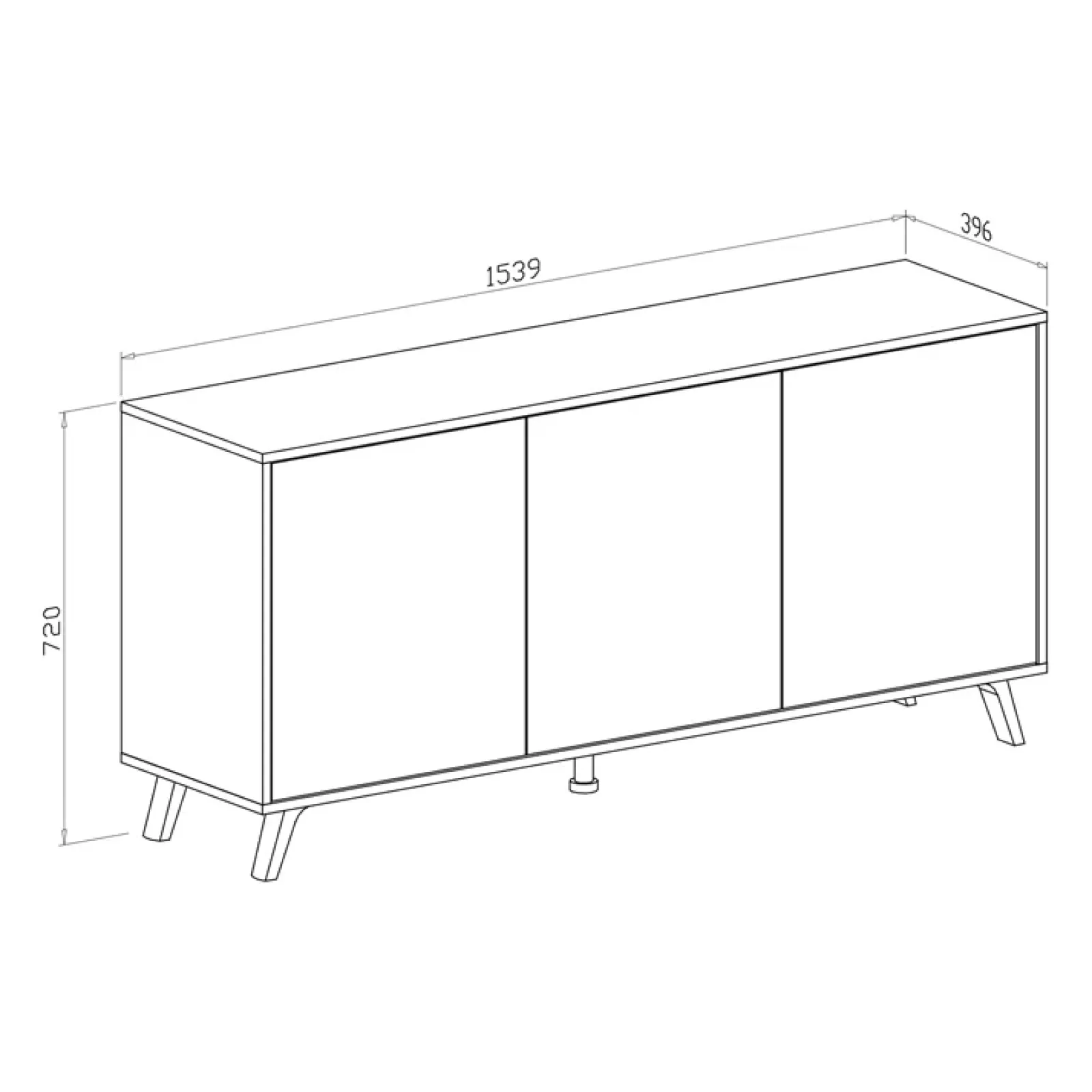 Garnero Arredamenti Credenze Moderne|Madie Moderne-Credenza 154x72h cm 3 ante moderna grafite bianco frassinato Divine Bianco Frassinato - Grafite