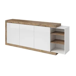 Garnero Arredamenti Credenze Moderne|Madie Moderne-Credenza 220x86h cm 3 ante moderna bianco lucido rovereAria