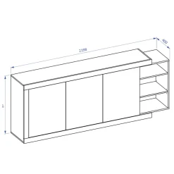 Garnero Arredamenti Credenze Moderne|Madie Moderne-Credenza 220x86h cm 3 ante moderna bianco lucido rovereAria