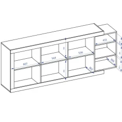 Garnero Arredamenti Credenze Moderne|Madie Moderne-Credenza 220x86h cm 3 ante moderna bianco lucido rovereAria