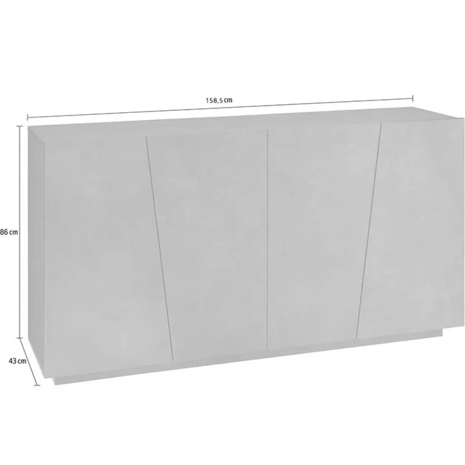 Garnero Arredamenti Credenze Moderne|Madie Moderne-Credenza 159x86h cm 4 ante moderna Candia Gihome® Bianco Lucido
