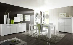 Garnero Arredamenti Credenze Moderne|Madie Moderne-Credenza 210x82h cm 4 ante moderna bianco lucido Essential