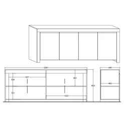 Garnero Arredamenti Credenze Moderne|Madie Moderne-Credenza 210x82h cm 4 ante moderna bianco lucido Essential