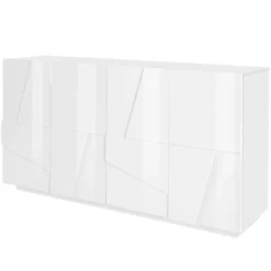 Garnero Arredamenti Credenze Moderne|Madie Moderne-Credenza 163x86h cm 4 ante moderna Zenzero Gihome® Bianco Lucido