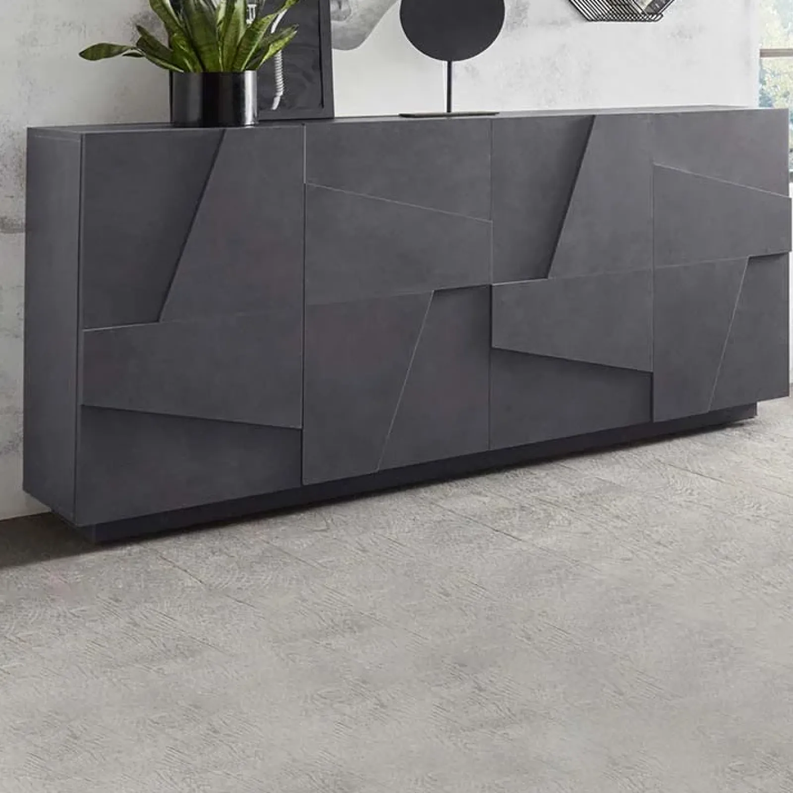 Garnero Arredamenti Credenze Moderne|Madie Moderne-Credenza 162x86h cm 4 ante moderna Zenzero Gihome® Ossido