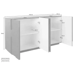 Garnero Arredamenti Credenze Moderne|Madie Moderne-Credenza 162x86h cm 4 ante moderna Zenzero Gihome® Ossido