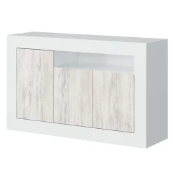 Garnero Arredamenti Credenze Moderne|Madie Moderne-Credenza 144x87h cm 3 ante moderna soggiorno bianco artico Atene