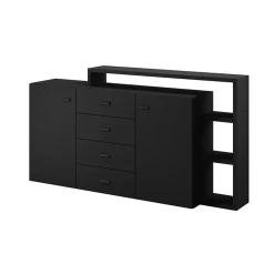 Garnero Arredamenti Credenze Moderne|Madie Moderne-Credenza 180x97h cm 2 ante soggiorno Megan Gihome® Nero Opaco