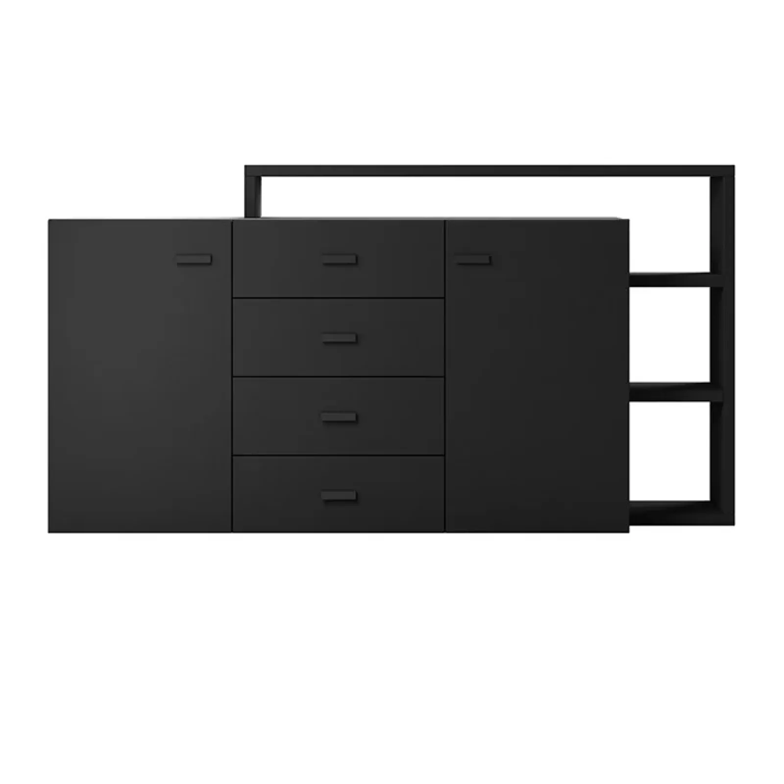 Garnero Arredamenti Credenze Moderne|Madie Moderne-Credenza 180x97h cm 2 ante soggiorno Megan Gihome® Nero Opaco