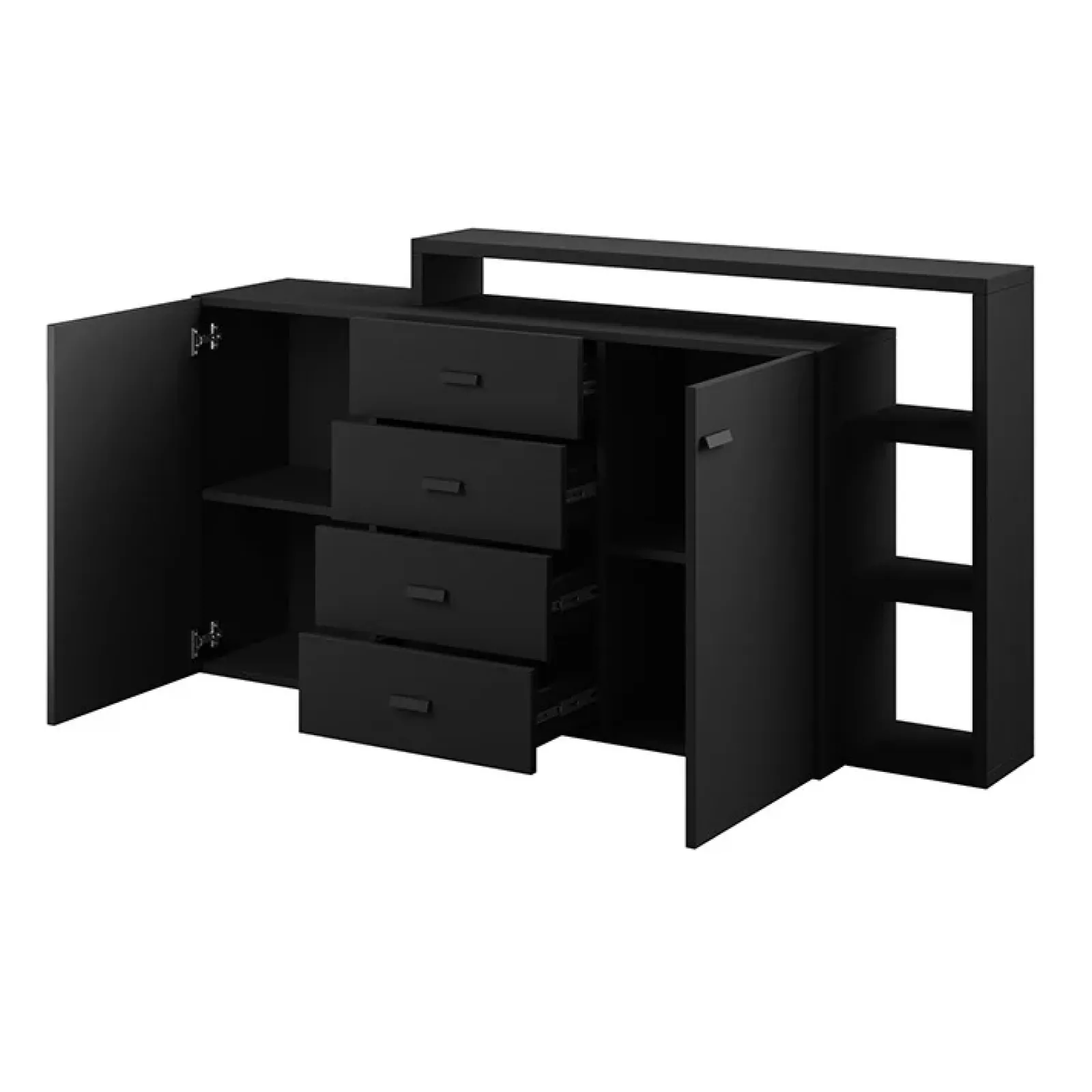 Garnero Arredamenti Credenze Moderne|Madie Moderne-Credenza 180x97h cm 2 ante soggiorno Megan Gihome® Nero Opaco
