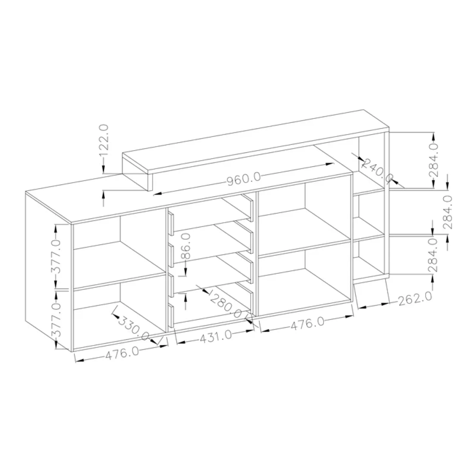 Garnero Arredamenti Credenze Moderne|Madie Moderne-Credenza 180x97h cm 2 ante soggiorno Megan Gihome® Nero Opaco