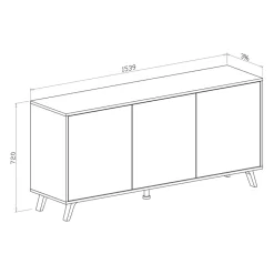 Garnero Arredamenti Credenze Moderne-Credenza 154x72h cm 3 ante soggiorno rovere bianco frassinato Divine Bianco Frassinato - Rovere