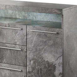 Garnero Arredamenti Credenze Moderne|Madie Moderne-Credenza 132x92h cm 3 cassetti 2 ante soggiorno Frisk Ossido