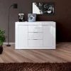 Garnero Arredamenti Credenze Moderne|Madie Moderne-Credenza 120x80h cm 3 cassetti 2 ante bianco lucido Chanel Gihome®