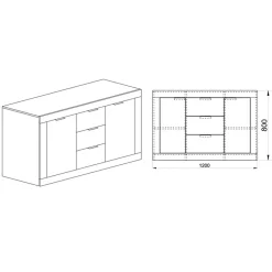 Garnero Arredamenti Credenze Moderne|Madie Moderne-Credenza 120x80h cm 3 cassetti 2 ante bianco lucido Chanel Gihome®