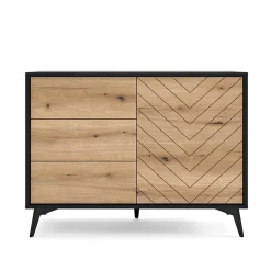 Garnero Arredamenti Credenze Moderne|Madie Moderne-Credenza 104x77h cm 3 cassetti moderna soggiorno quercia nero Becca