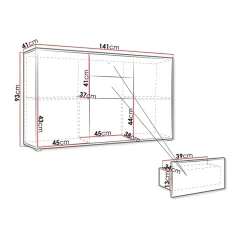 Garnero Arredamenti Credenze Moderne-Credenza 141x93h cm 2 cassetti 3 ante moderna bianco Eindhoven