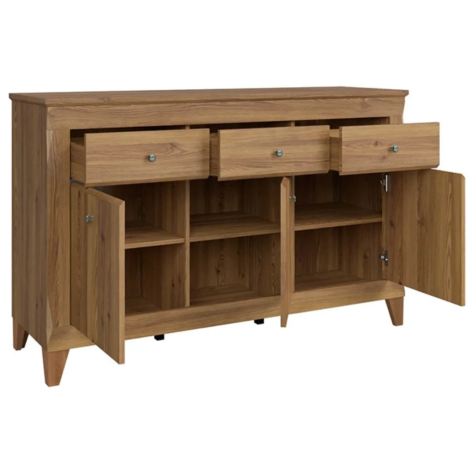 Garnero Arredamenti Credenze Moderne-Credenza 156x98h cm 3 cassetti 3 ante rovere scuro Lucca