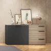 Garnero Arredamenti Credenze Moderne-Credenza 160x86h cm 3 cassetti moderna rovere nero opaco Cattelan