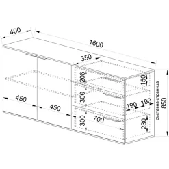 Garnero Arredamenti Credenze Moderne-Credenza 160x86h cm 3 cassetti moderna rovere nero opaco Cattelan