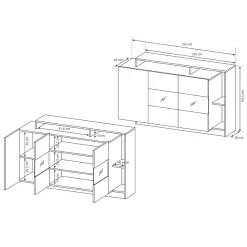 Garnero Arredamenti Credenze Moderne-Credenza 155x94h cm con vetrinetta moderna rovere antracite Blob Rovere - Antracite