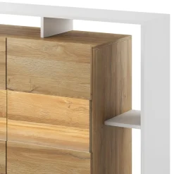 Garnero Arredamenti Credenze Moderne|Madie Moderne-Credenza 155x94h cm con vetro moderna rovere bianco Blob Rovere - Bianco opaco