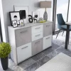 Garnero Arredamenti Credenze Moderne-Credenza 114x78h cm moderna bianco opaco cemento Durban